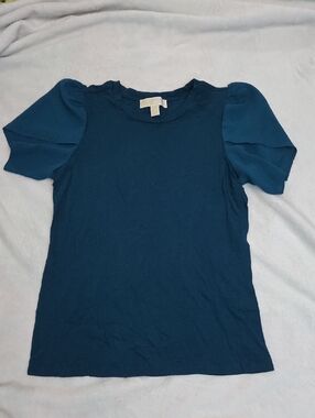 MICHAEL Michael Kors Deep Teal Puff-Sleeve Tee Size Small